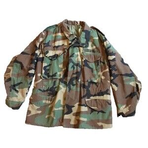 US Army Vintage Authentic 90's Camo M-65 Military Jacket Size Medium Short